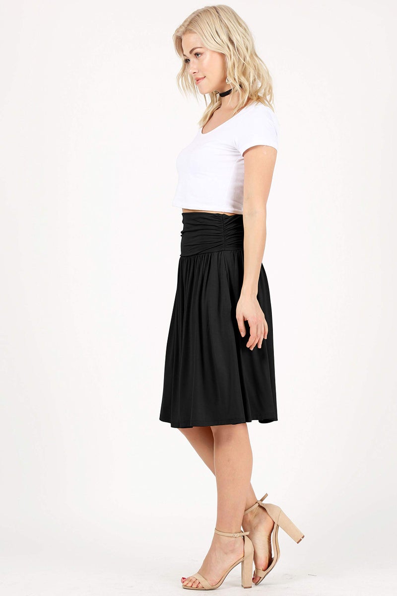 Simlu Black Skirts for Women - Knee Length High Waisted Flowy Aline Pocket Skirt (Size Large, Black) - Image 2